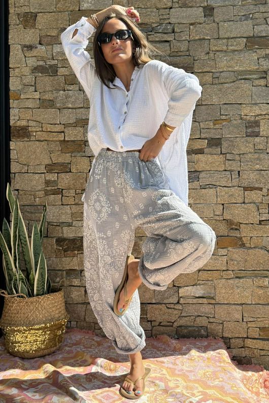 Hush Pillow Cotton Bandana B Classic Barrel Pant Cloud Grey